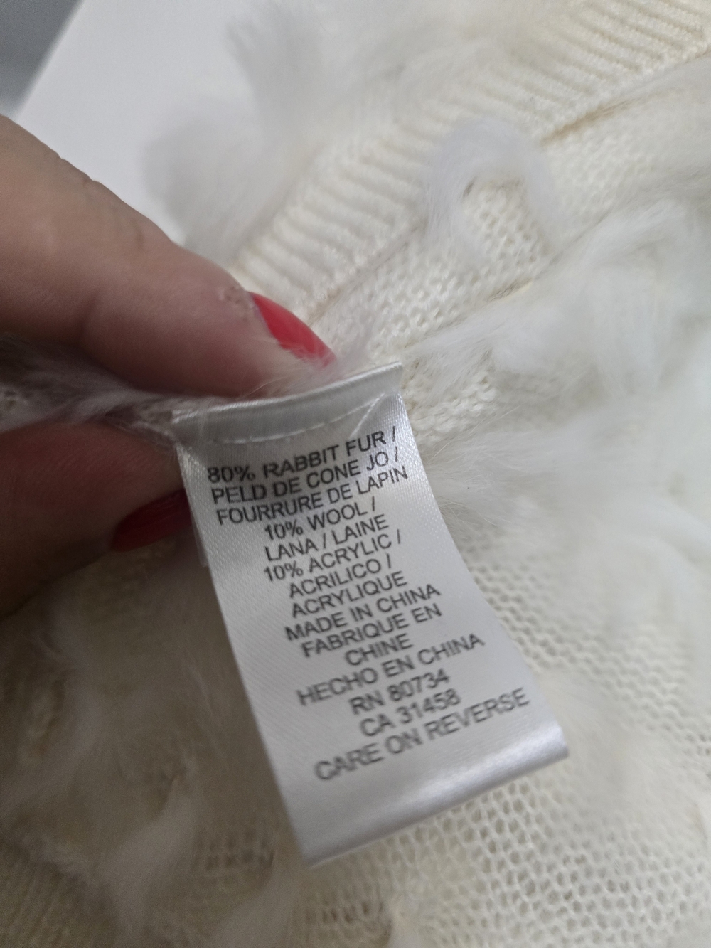 BCBGMAXAZRIA Cream Rabbit Fur Crochet Vest - Picture 3 of 8